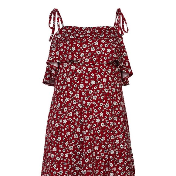 Forever 21 Dresses & Skirts - ✨ Forever 21 || Red Floral Sleeveless Ruffle Shift Dress